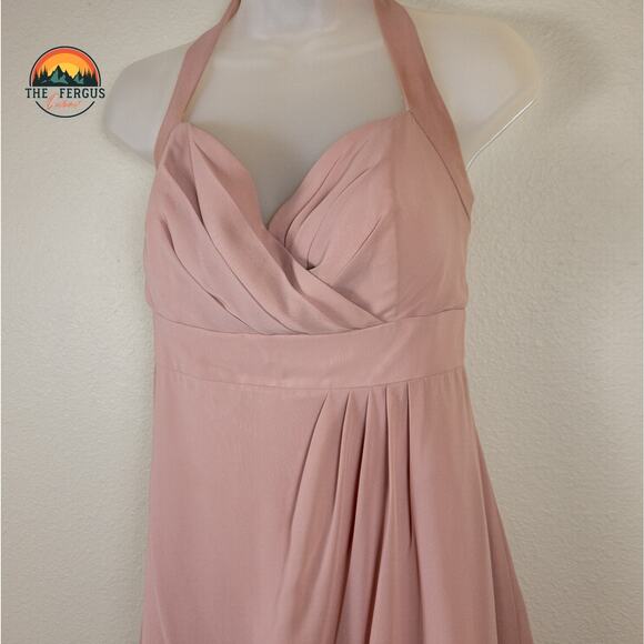 CHIFFON ALFRED ANGELO LOVES FIRST BLUSH Halter Neckline Sweetheart Dress Size 14 - Picture 11 of 16